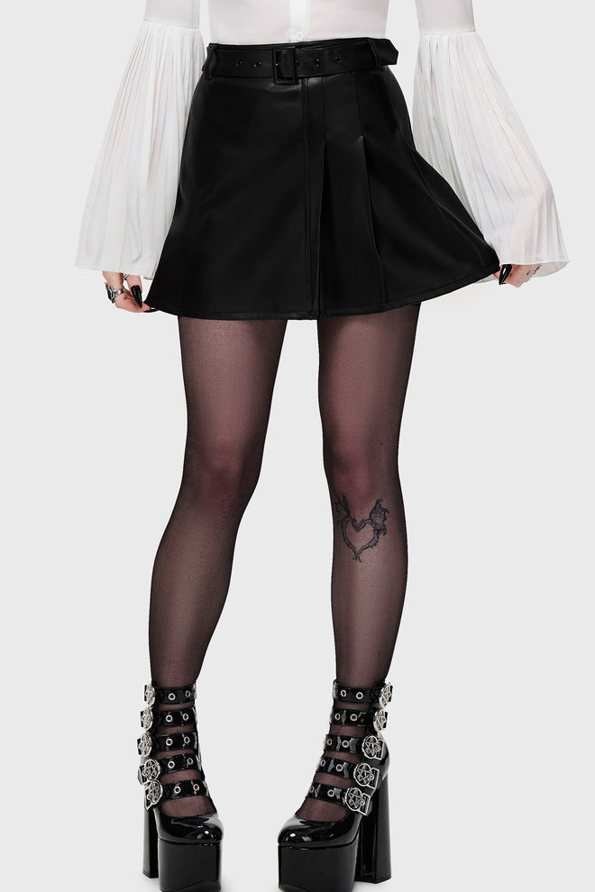 Noir Half Pleat Mini Skirt