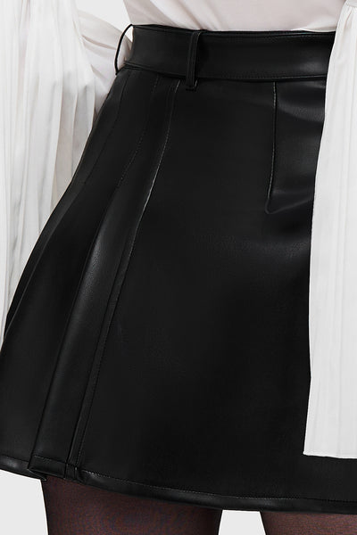 Noir Half Pleat Mini Skirt