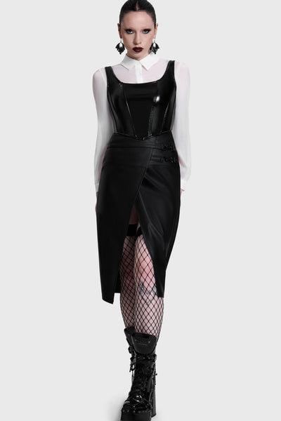 Noir Ruin Split Midi Skirt