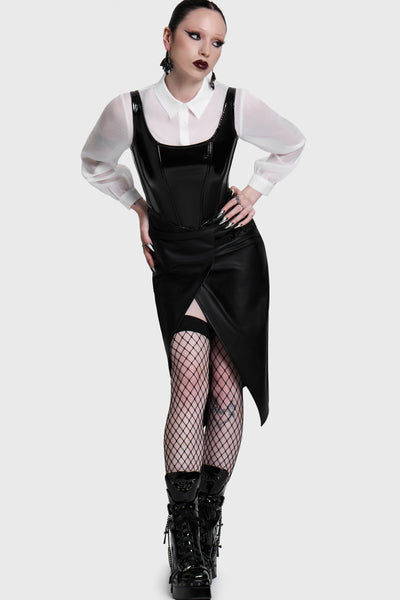 Noir Ruin Split Midi Skirt