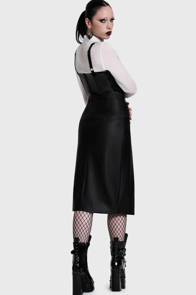 Noir Ruin Split Midi Skirt