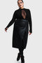 Noir Ruin Split Midi Skirt