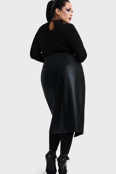 Noir Ruin Split Midi Skirt