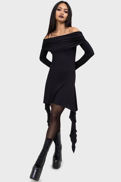 killstar long sleeve dress Killstar Hagatha Sorceress Lace Bell Sleeves Goth Punk Wiccan Witch Dress (Small) Black at Amazon Women's Clothing store