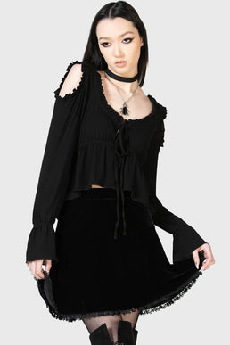 Killstar Rita Rite Goth Velvet Burnout Strappy Laced Corset Top Shirt  (Medium) Black at  Women's Clothing store