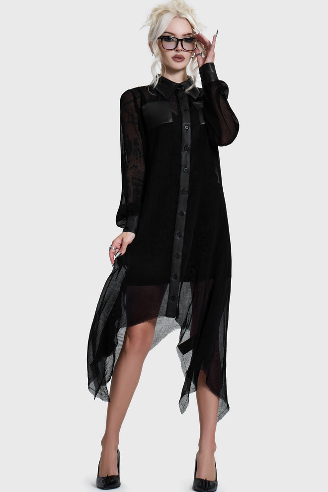 Obsidienne Pleated Shirt Dress