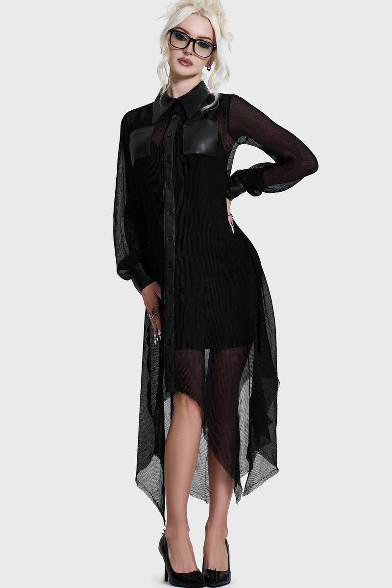 Obsidienne Pleated Shirt Dress