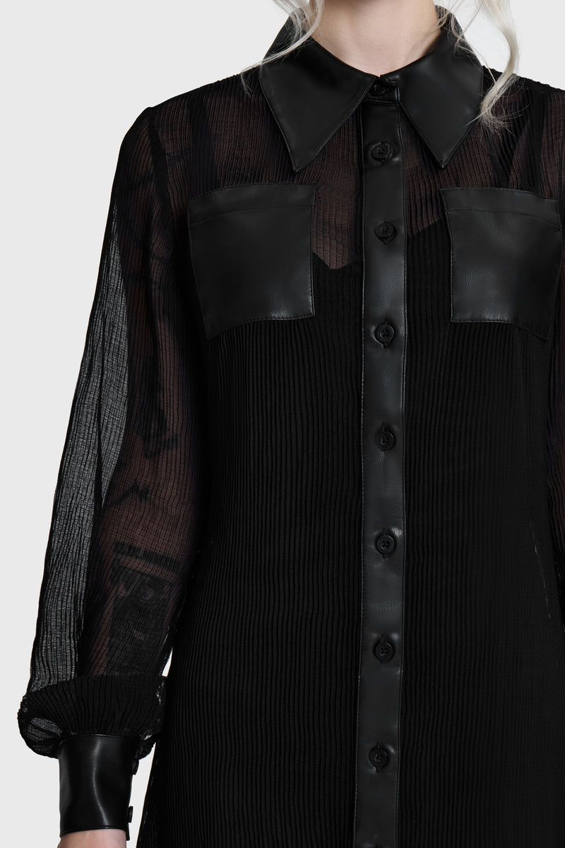 Obsidienne Pleated Shirt Dress