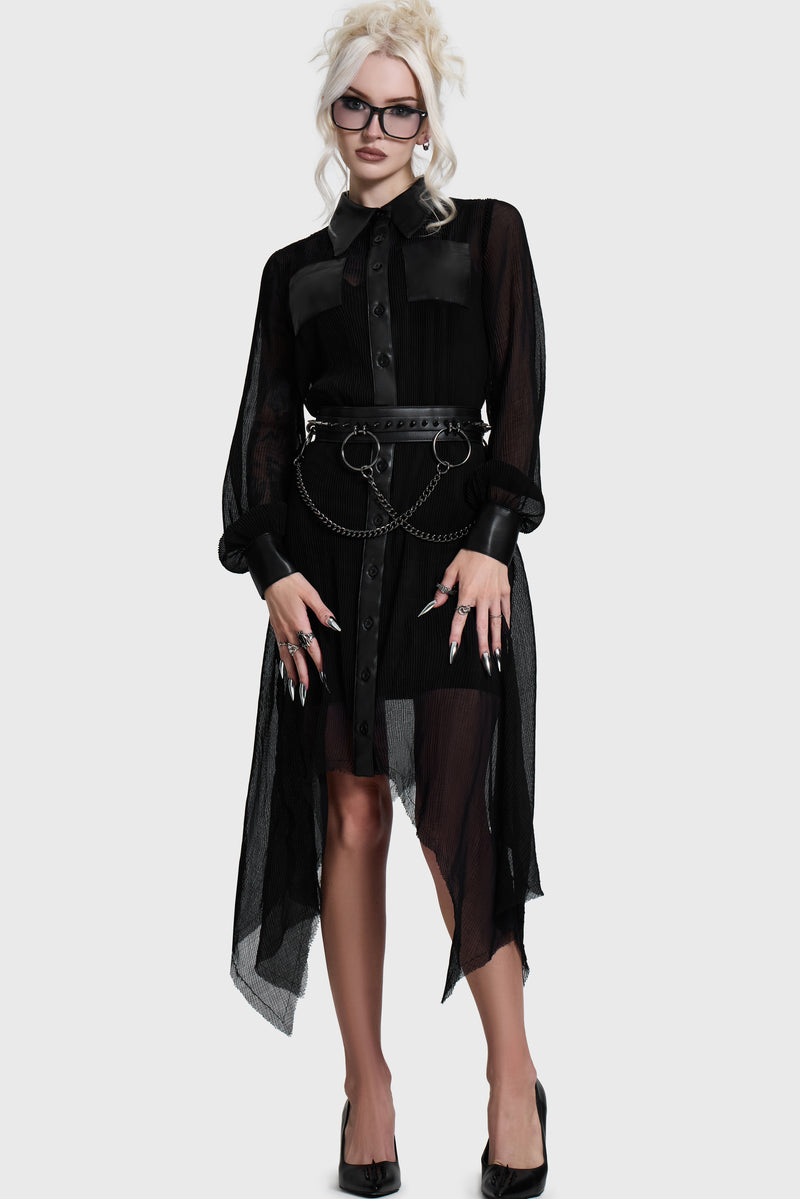 Obsidienne Pleated Shirt Dress