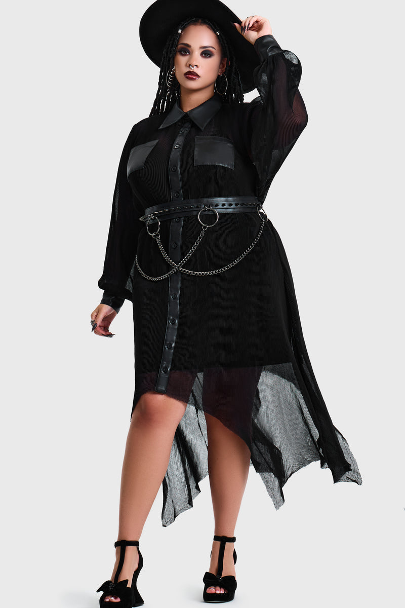 Obsidienne Pleated Shirt Dress