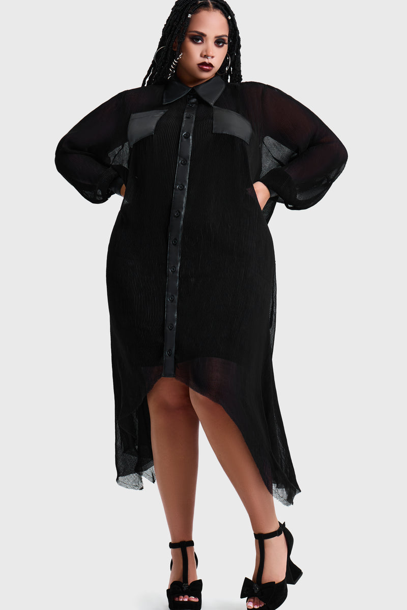 Obsidienne Pleated Shirt Dress