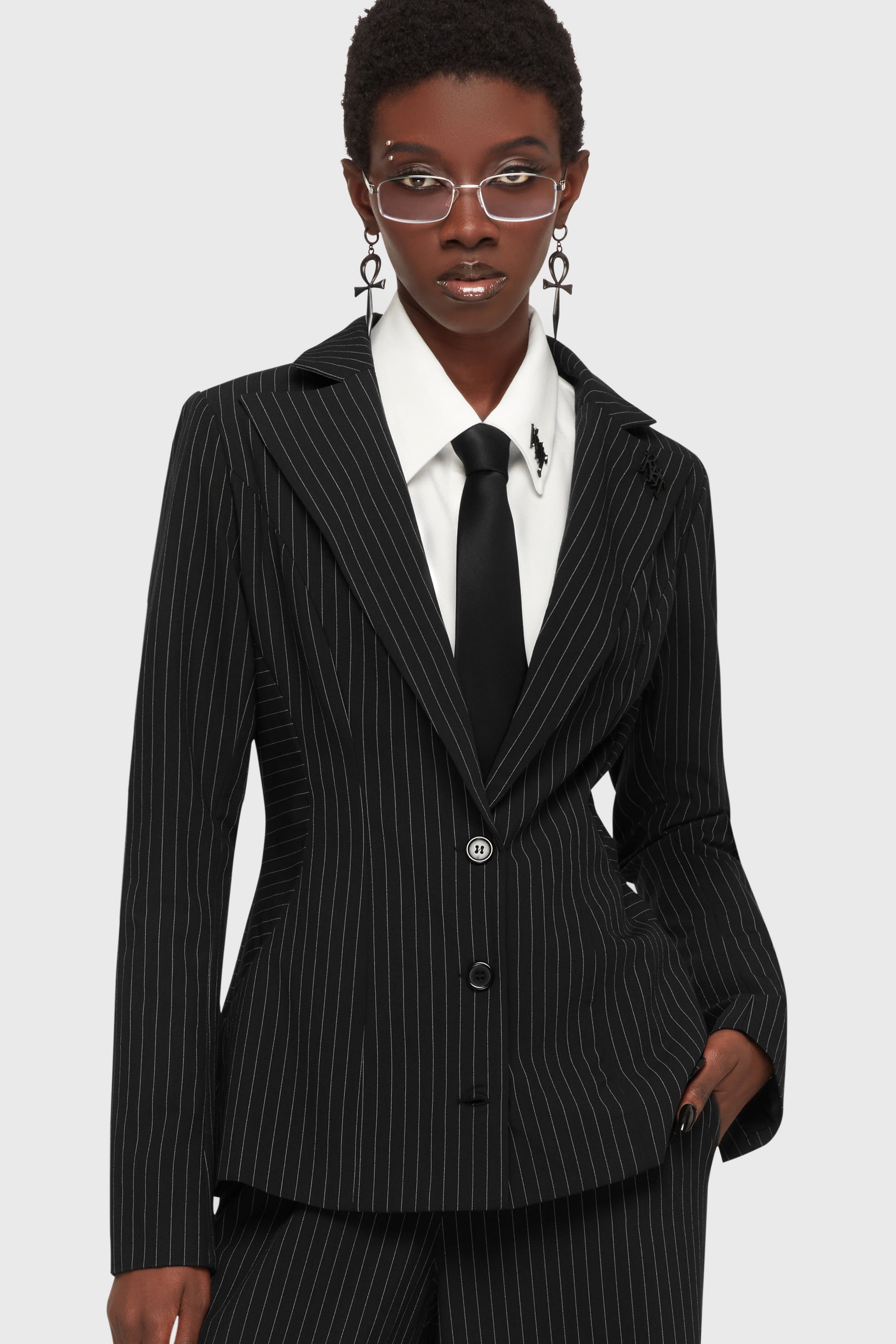 Oblivienne Jacket [Black Pinstripe] ‐ KILLSTAR