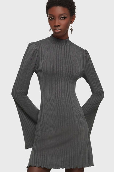 grey high neck mini dress ASOS Design High neck Sleeveless Mini Dress with draped neck in gray