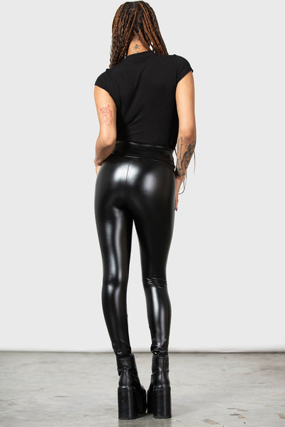 Skinny Thermal Coated-Effect Leggings with All Over Stud Detail