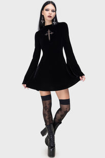 cute black goth dresses Pretty Attitude Macabre Heartdrop Goth Mini Dress with Buckles and Lacing XXXL / Black