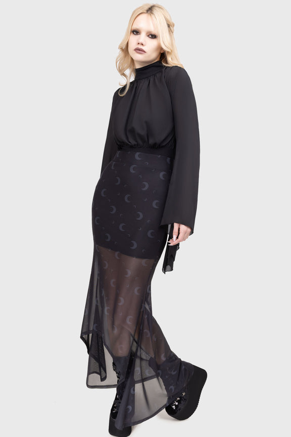 Killstar Nix Mesh Maxi Skirt Black main image 1