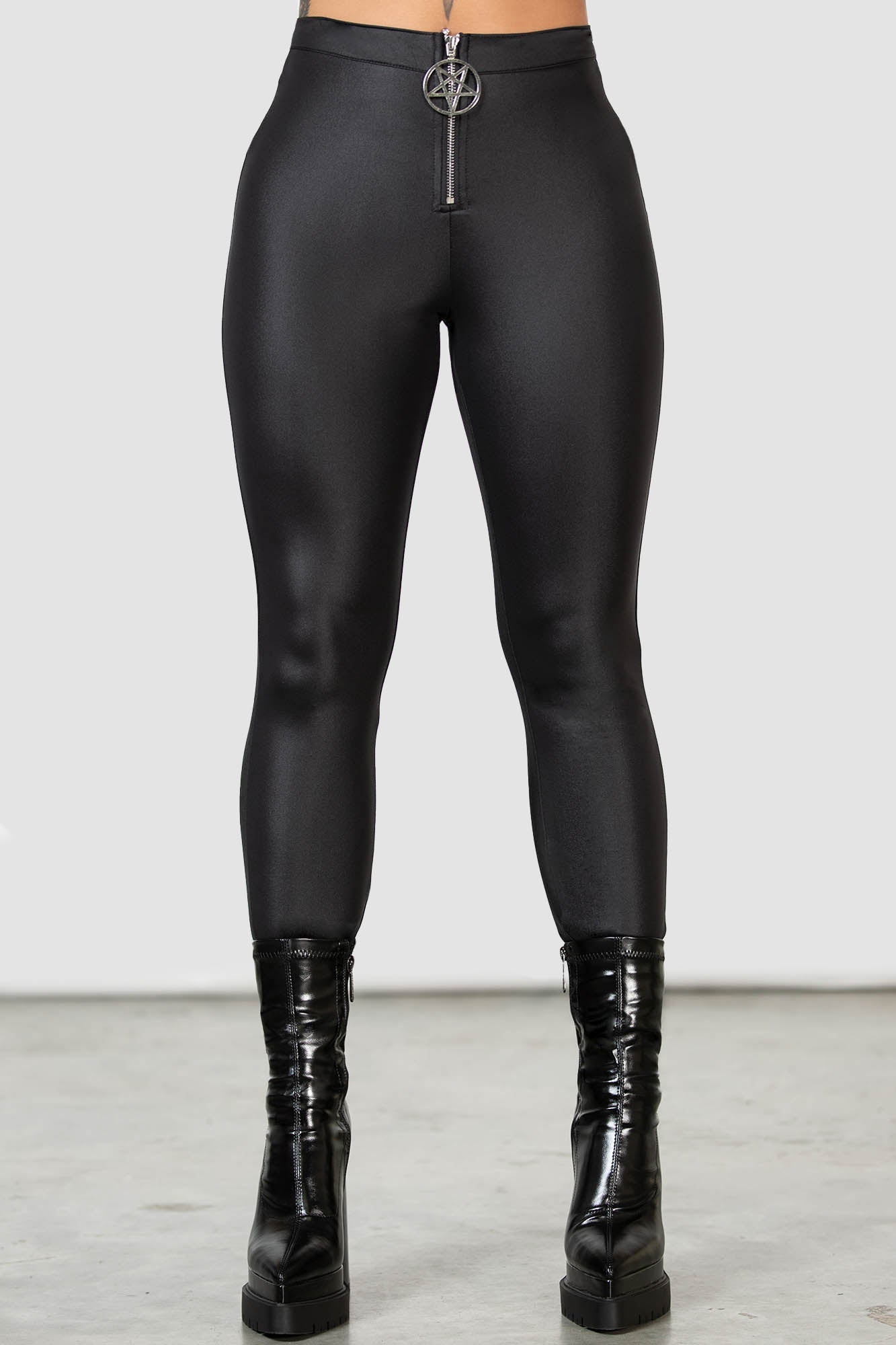 Only Tall shiny disco leggings in black