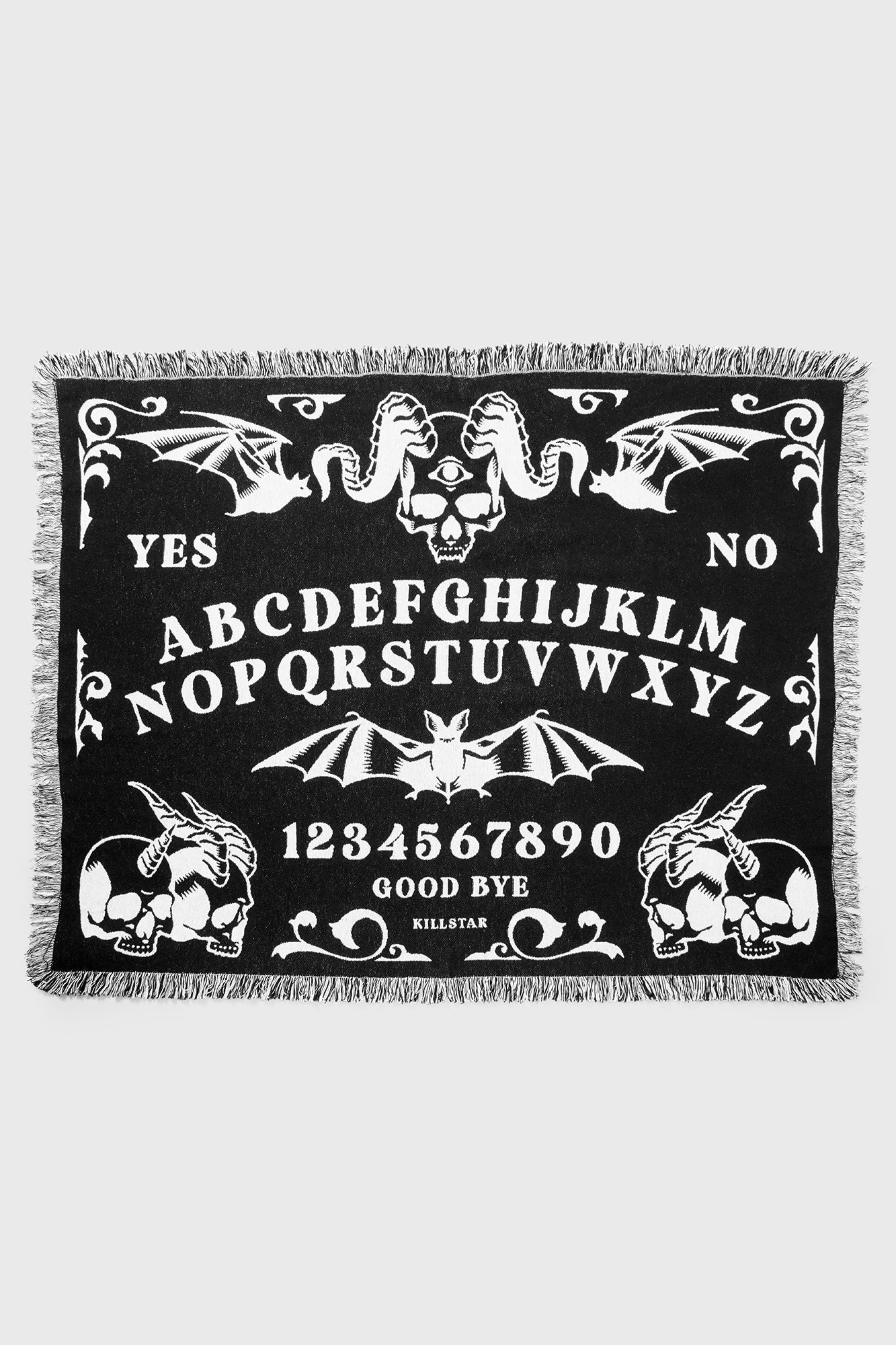 Ouija Board Woven Throw Blanket: Black online & Off White, Halloween Goth Occult Creepy Decor, Spirit Board, Witch Decor