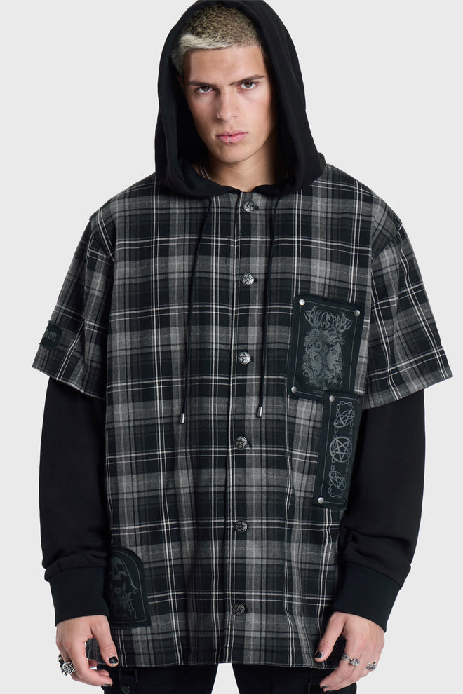 Spliced Not Nice Plaid Hoodie