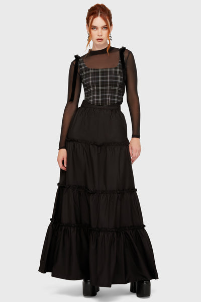 Tartan Flora Corset Top [GREY]