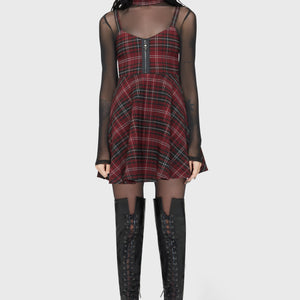 Tartan Riot Dress [BURGUNDY]