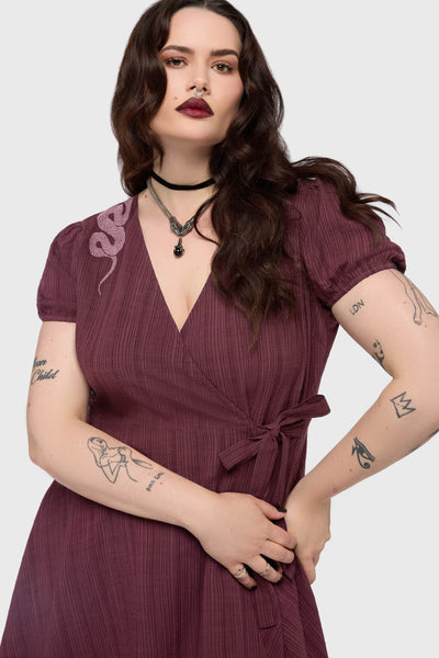 The Hollow Embroidered Mini Dress [Purple]