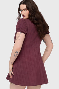 The Hollow Embroidered Mini Dress [Purple]