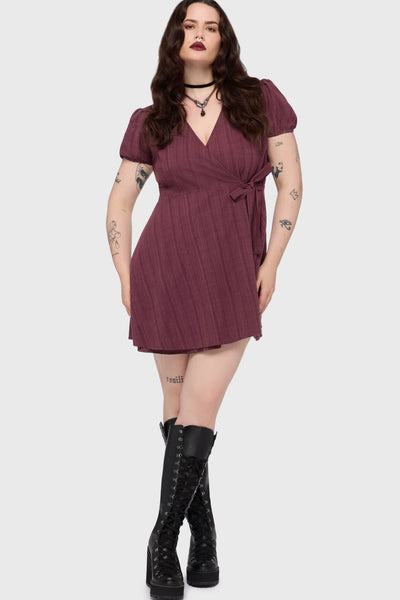 The Hollow Embroidered Mini Dress [Purple]