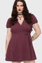 The Hollow Embroidered Mini Dress [Purple]