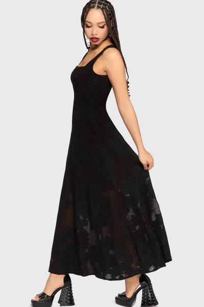jacquard black dress The Hollow Jacquard Maxi Dress