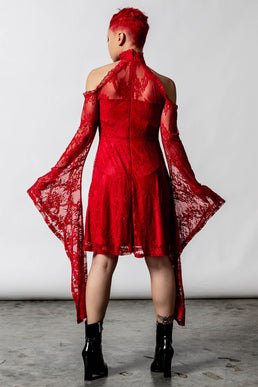 To Dust Kimono-Sleeve Dress [SCARLET] - Resurrect