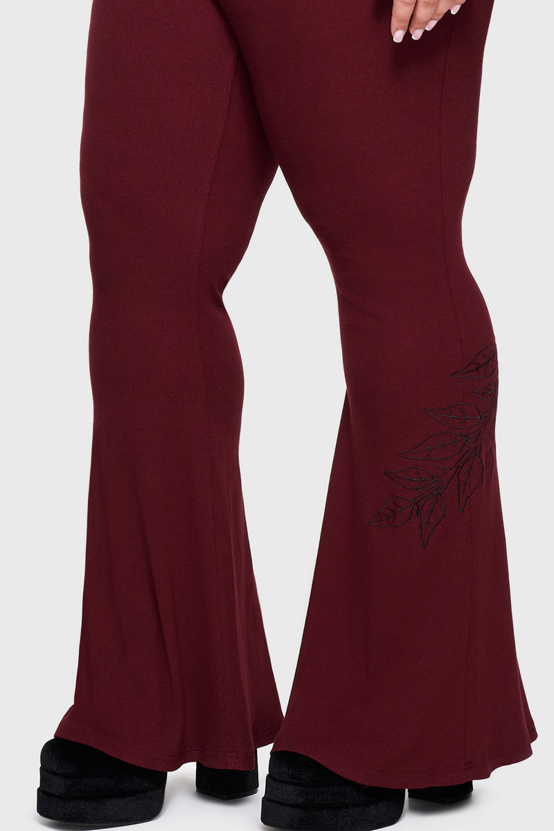 Twilight Viper Embroidered Flares [Burgundy]