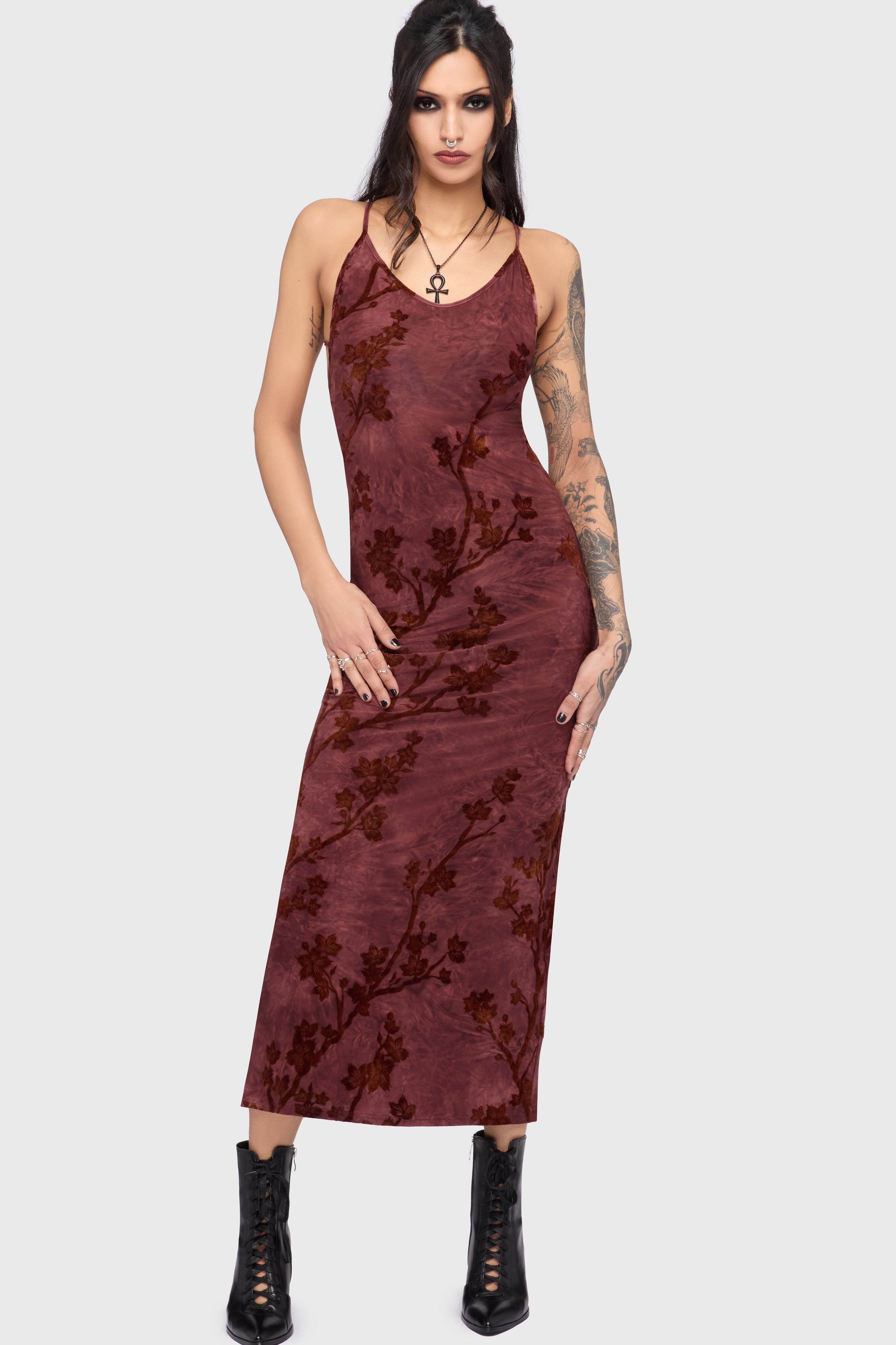 Twilight Viper Flocked Maxi Dress ‐ KILLSTAR