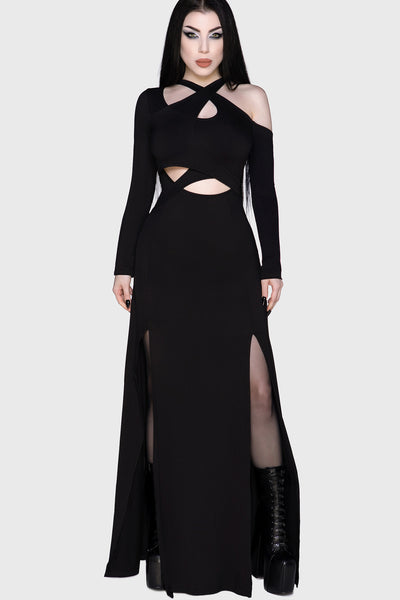 killstar exorcista shirt dress Killstar x Exorcist Do You Know What She Did? Maxi Dress Black