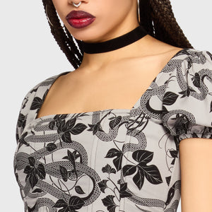 Venomous Rose Puffed Sleeve Corset Top