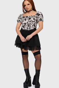Venomous Rose Puffed Sleeve Corset Top