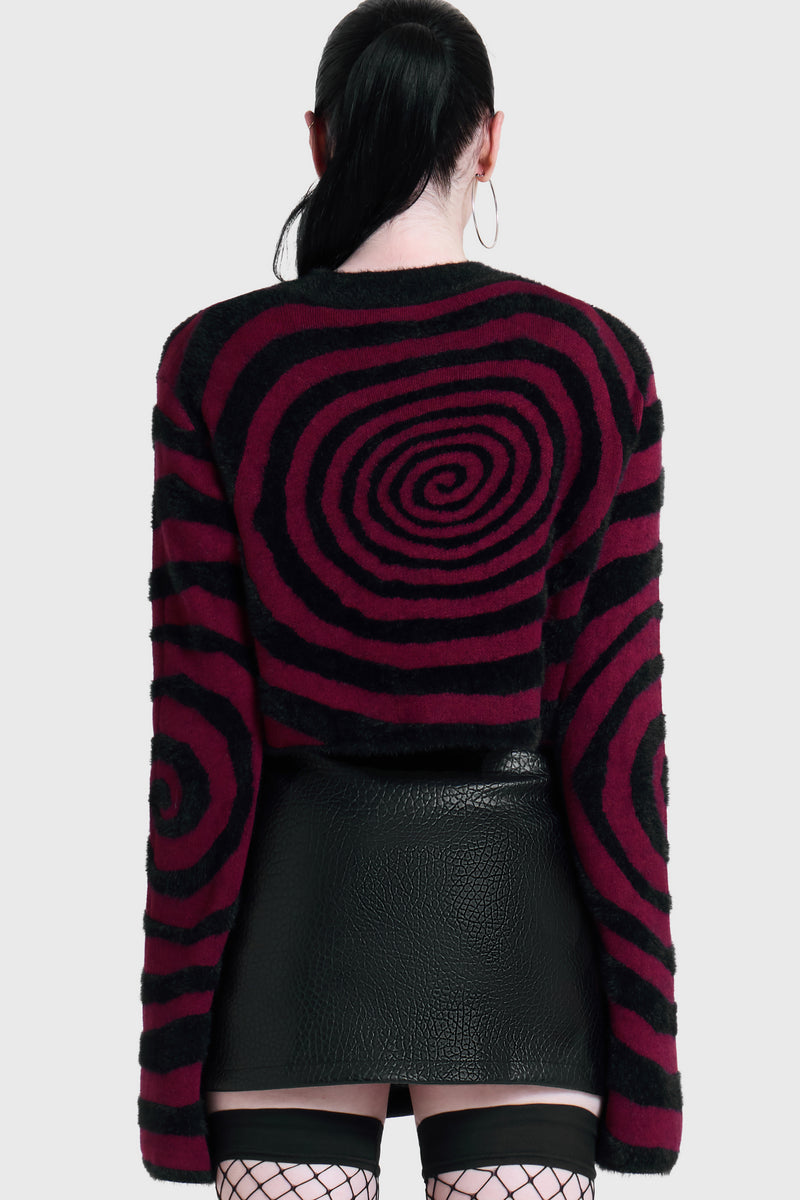 VOICES SPIRAL CROP KNIT SWEATER
