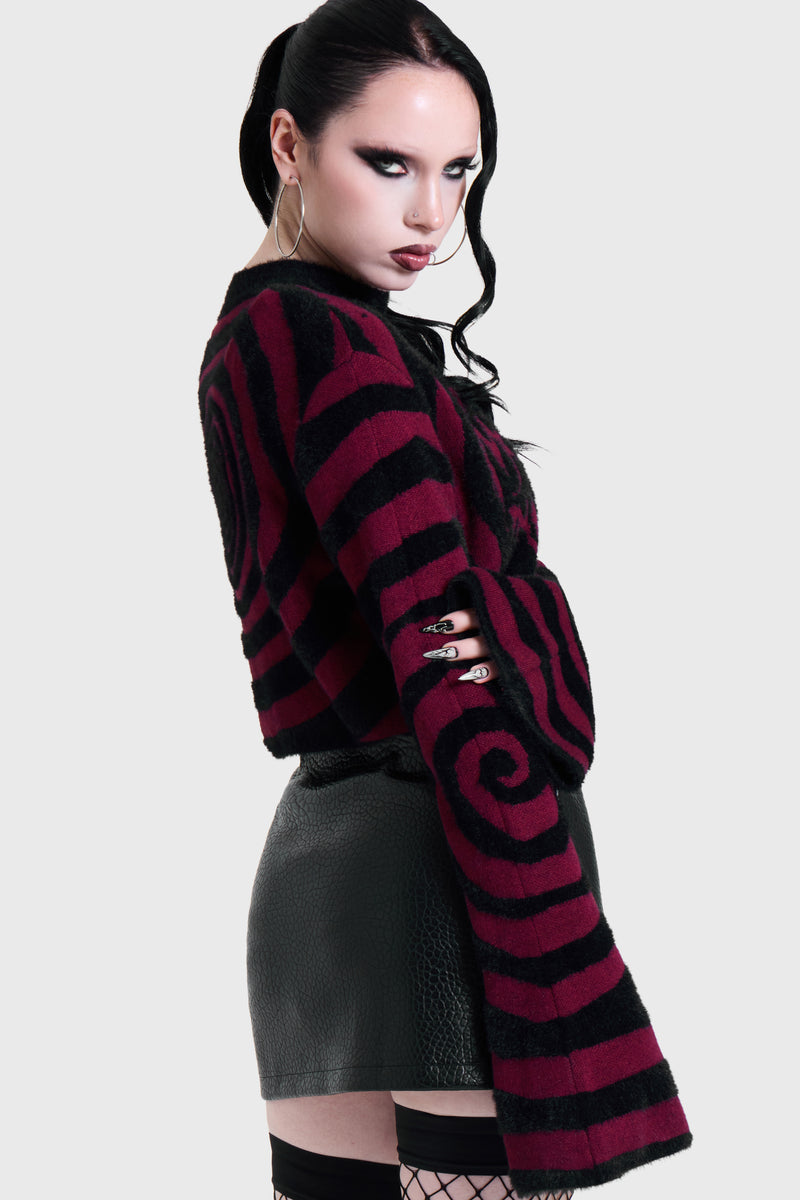 VOICES SPIRAL CROP KNIT SWEATER