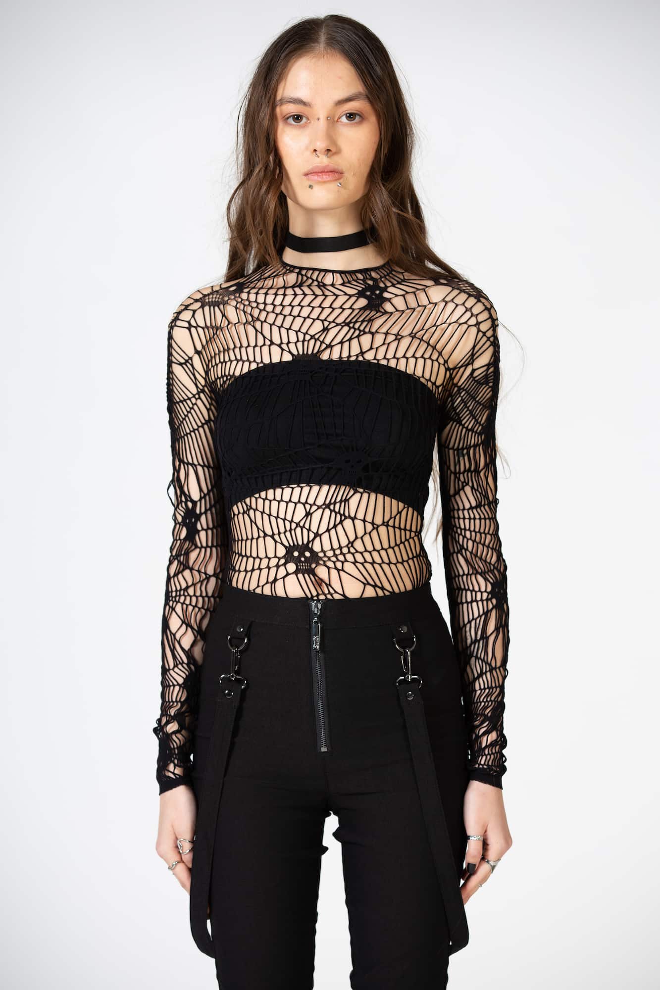 Webs Grasp Long Sleeve Top | Killstar