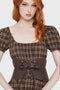 Wetland Bat Peplum Corset [BROWN]