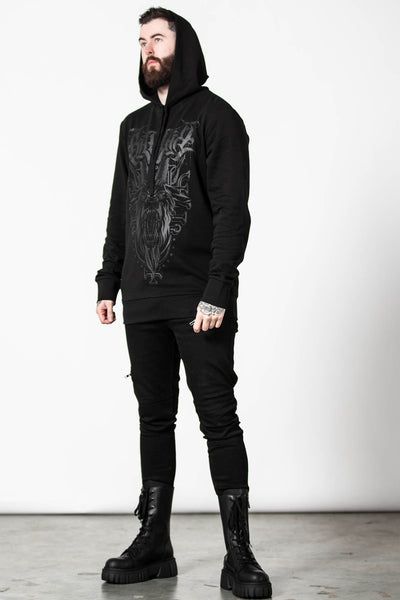 Black longline best sale hoodie mens