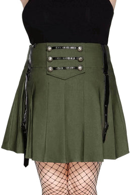 Dark Academy Mini Skirt [KHAKI] [PLUS]