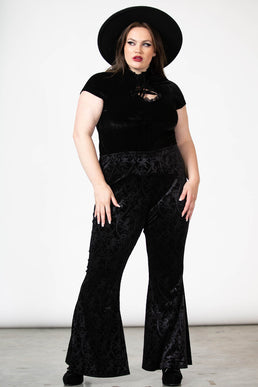 Carmen Black Crushed Velvet Flare Pants - Plus Size ONLY – True