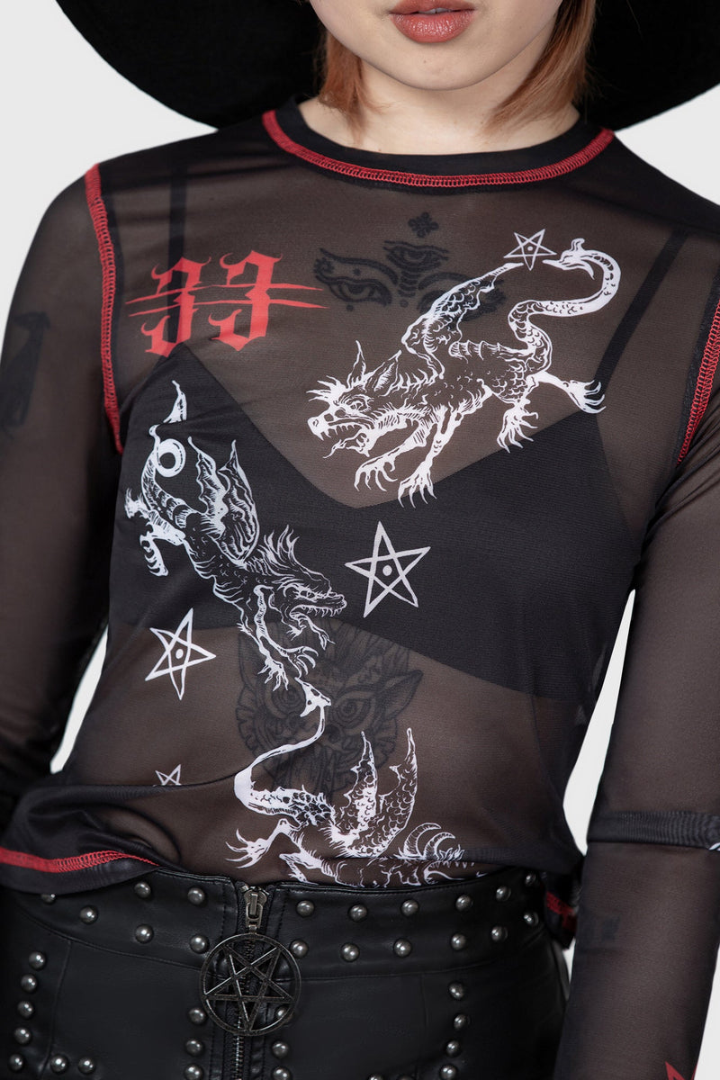 Devillment Mesh Long Sleeve Top Killstar