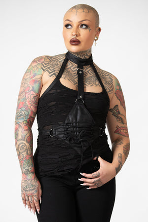 Women's top (corset) KILLSTAR - Cadaver Zip Top - BLACK