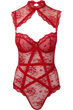 Sheer Evil red Bra with neck strap KILLSTAR, sexy goth delicate > NEW WITCH  - KILLS0632