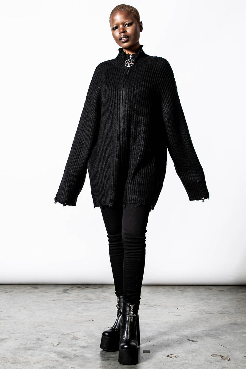 End Of The Line Knit Zip-Sweater | Killstar