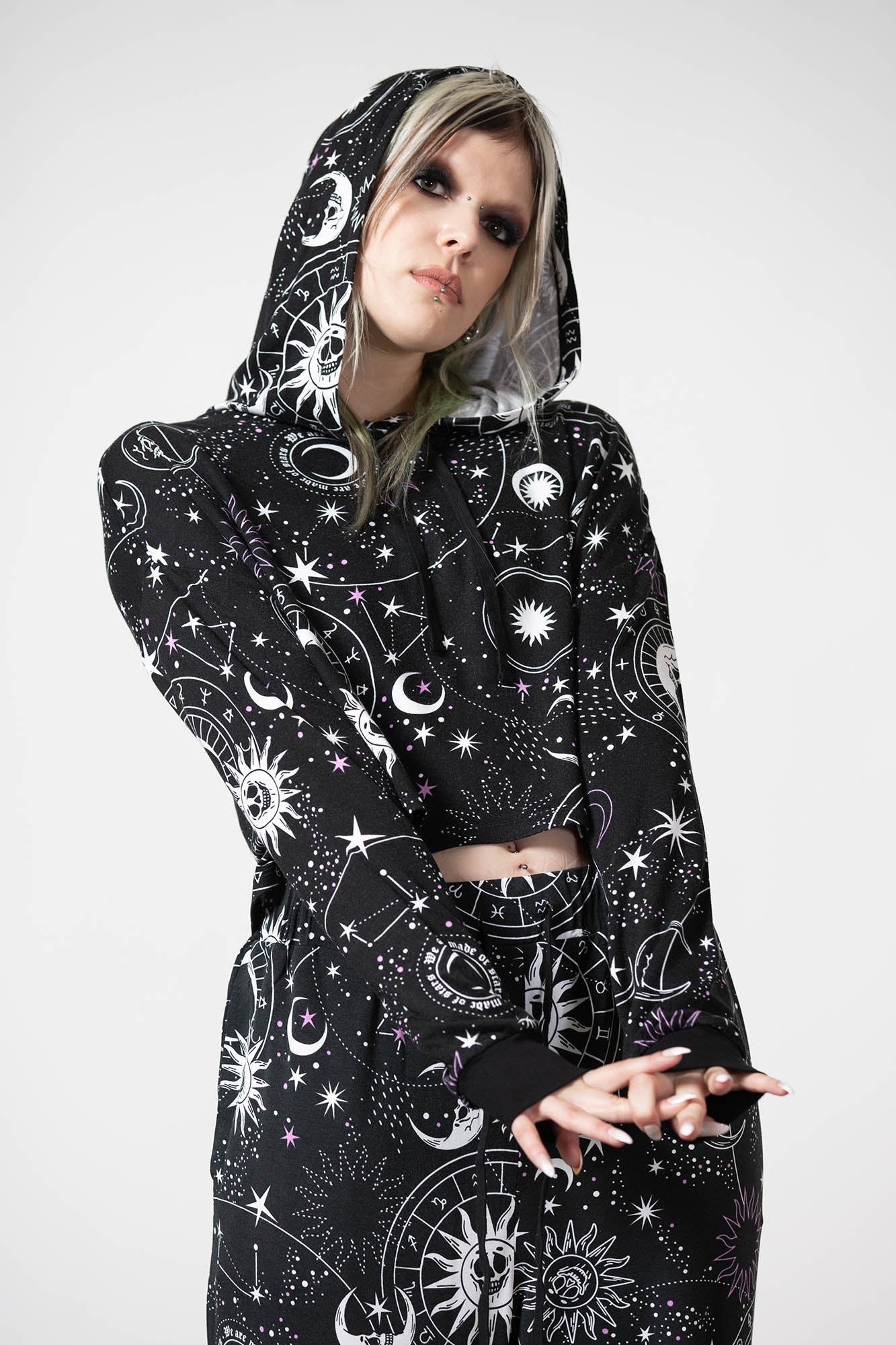 Galaxy crop outlet top hoodie