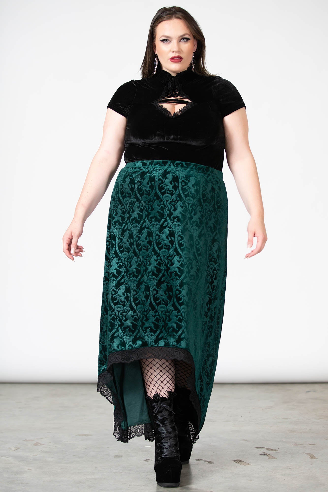 Grailed Maxi Skirt [EMERALD] [PLUS] | Killstar