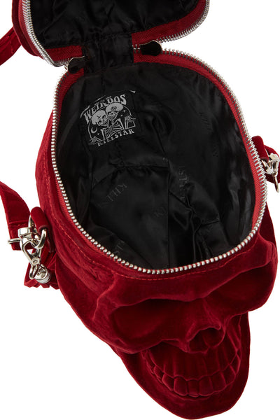 Grave Digger Blood Velvet Skull Handbag - Killstar